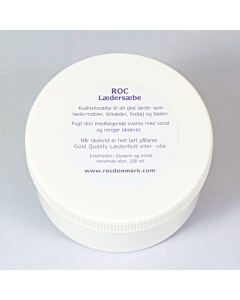 ROC Lædersæbe. Kvalitetssæbe til alt glat læder som lædermøbler, bilsæder, fodtøj, tasker og rideudstyr.
